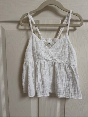 H&M White Gauze Peplum Cami Kids Top